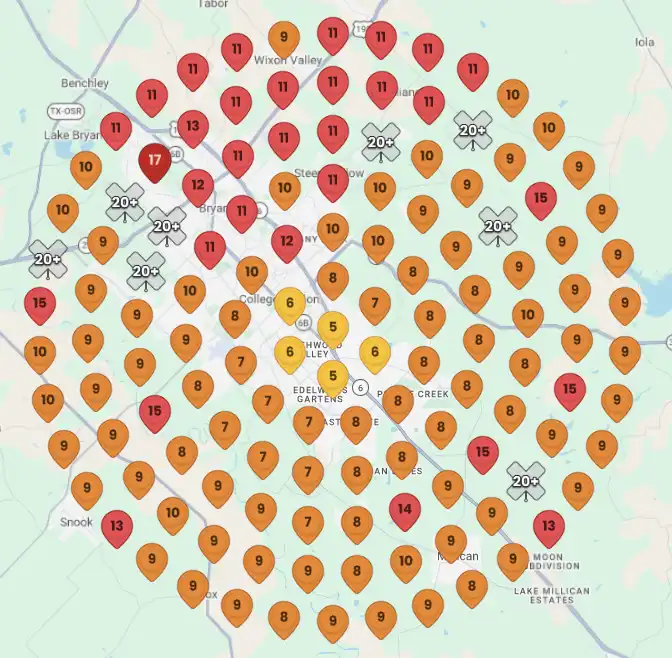 Local ranking grid before